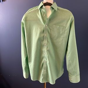 Nordstrom Men-Wrinkle free-smart care, shirt trim fit,  green/white tiny check